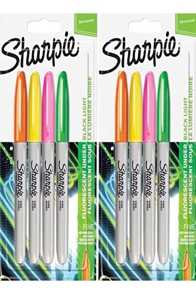 Sharpie 2 Packs 8 Fine Point Permanent Markers Neon Colors Fluorescent Under ...