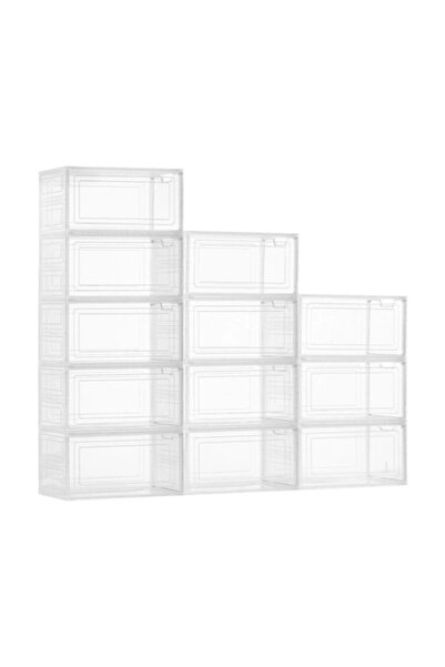 OEM Set de 12 cutii pentru pantofi, stivuibile, transparente, mărime maximă 4...