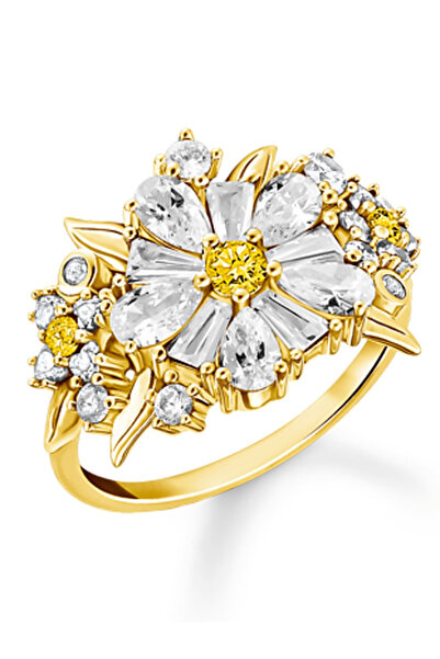 Thomas Sabo TR2335-414-4-54 Δαχτυλίδι κοκτέιλ με λουλούδι και πέτρες, επιχρυσ...