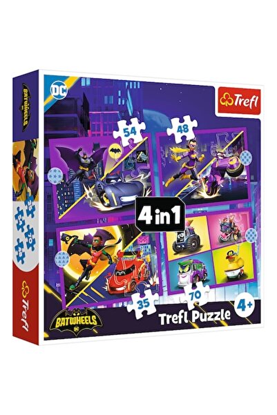 Trefl Puzzle Batwheels, set 4 în 1, 35-70 piese, 28.5x20.5cm