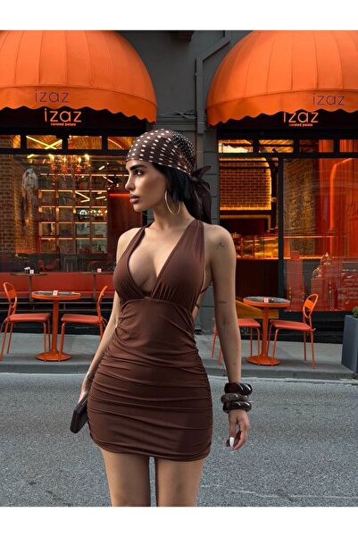 sajarsln Drawstring Tie-Down Saja Rsln Model Colo Dress Lycra Flexible Fabric