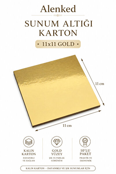 alenked Sunum Altlığı Kalın Karton 11x11 Gold 10'lu