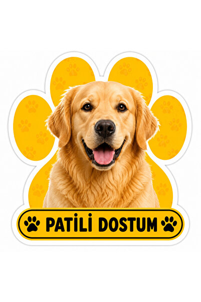 Parti Tasarla Pawed Friend Golden Retriever Dog Sticker Label |   20X15 cm Se...