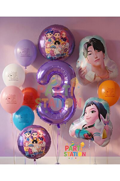 Parti Station Demon Hunters Kpop Themed 1St Birthday Balloon Set 11 Piece Dem...
