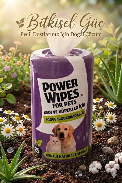 Power Wipes Evcil Hayvan Pati Tüy Kulak Göz Temizleme ve Bakım Kedi Köpek Men...