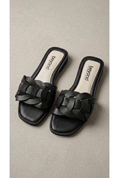 Beyond Women's Black Gc Leather Slippers 1cm Byndst01