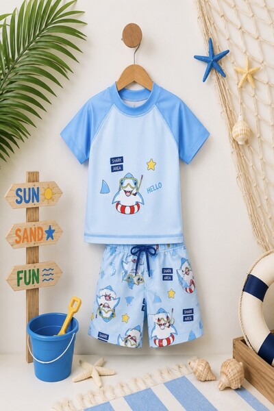 DeKuBaby New Season Cute Character Printed Two-Piece Diving Fabric -Uv Protec...