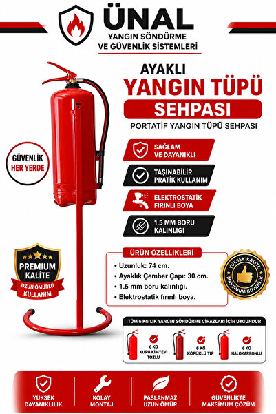 ünalgrup 6 kg Araç Yangın Tüpü KKT ABC Oto Muayene Yangın Söndürücü Acil Durum
