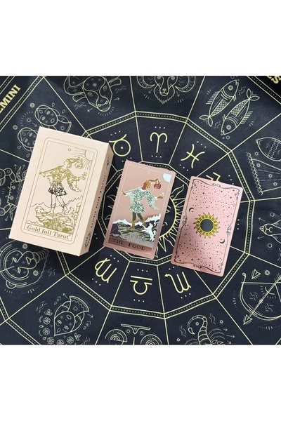 Galaksi Dükkanı Goold Foil Rose Serisi Tarot Destesi /Pembe Yaldızlı, Su geçi...