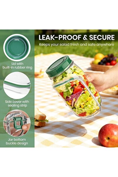 OEM Recipient pentru alimente cu capac etanș, recipient reutilizabil pentru picnic, prânz, salată, 1L, fără BPA
