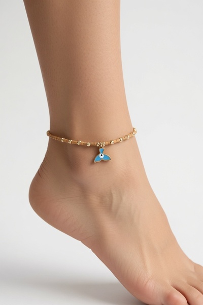 LYKOS Brown Miyuki Beaded Fish Tail Motif Anklet