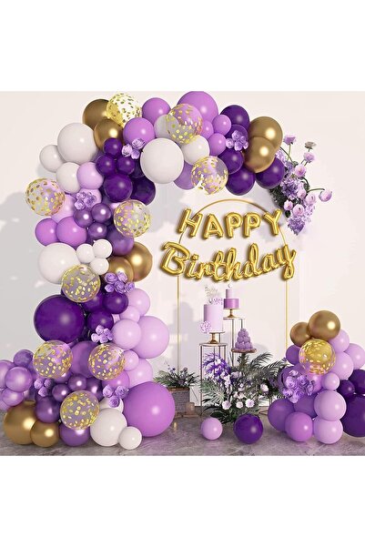 Arabest 129Pcs Latex Party Balloons, Purple Balloons Garland Arch Kit, Light ...