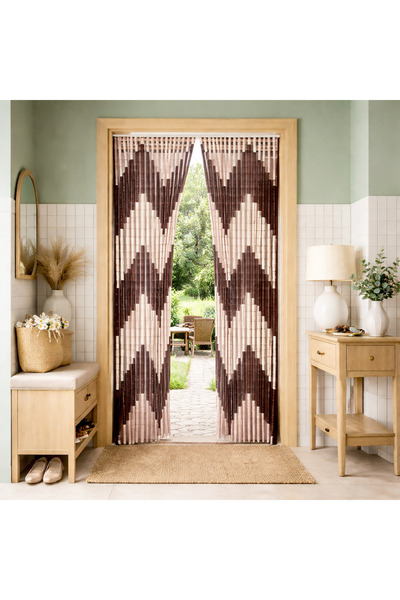 Vivendo Perdea anti insecte tip margele PVC 90 x 200 cm, crem/maro, protectie...