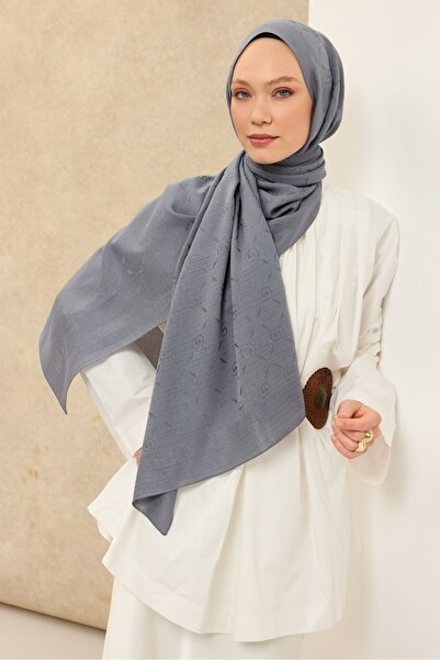 Silk Home شال قطني من نايا ماكسي مونوغرام مدخن