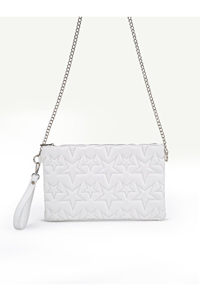Mojeva Women's Star Embroidered Chain Strap Portfolio & Clutch Bag