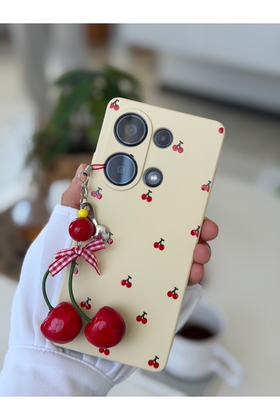 Go Aksesuar Redmi Note 13 Pro 4g Uyumlu Charm KİRAZ Tasarımlı Oyuncaklı Silik...