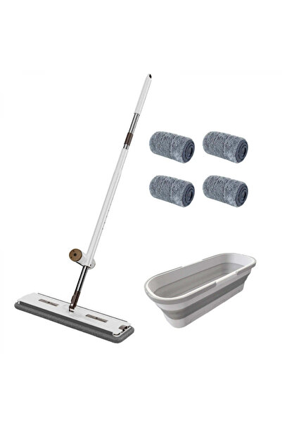 Vivendo Set mop rotativ cu 2 lavete microfibra si lighean pliabil de 8 L