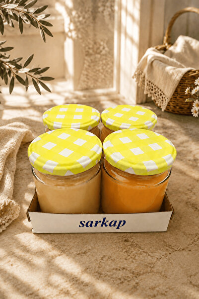 Sarkap Home 4'lü 210 cc Mat Ekose Sarı Kavanoz Seti