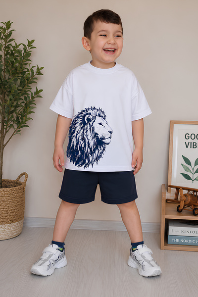 Belya Kids Wear Boy's Oversize T-Shirt Bottom 2 Thread Shorts Premium Quality...