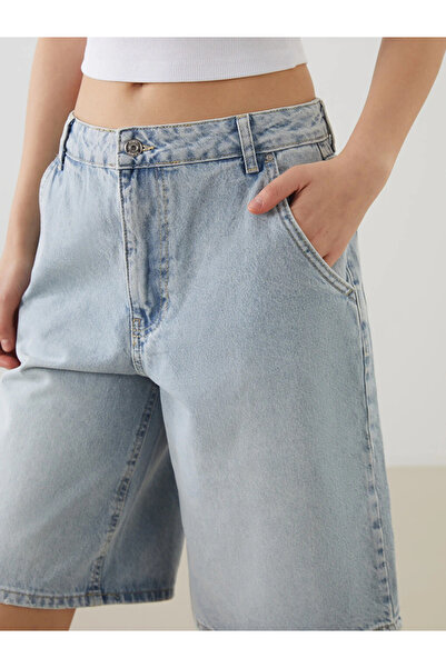 LC Waikiki Blue Bermuda Fit Women's Jean Shorts