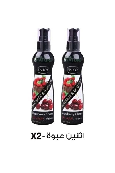 Enjoy عبوتين من زيت الجسم الفاخر بنكهة الفراولة والكرز 175 مل