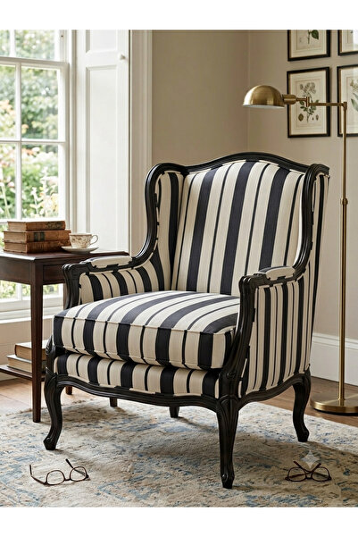 çataloğlu tekstil New Generation Black and White Striped Upholstery Fabric So...
