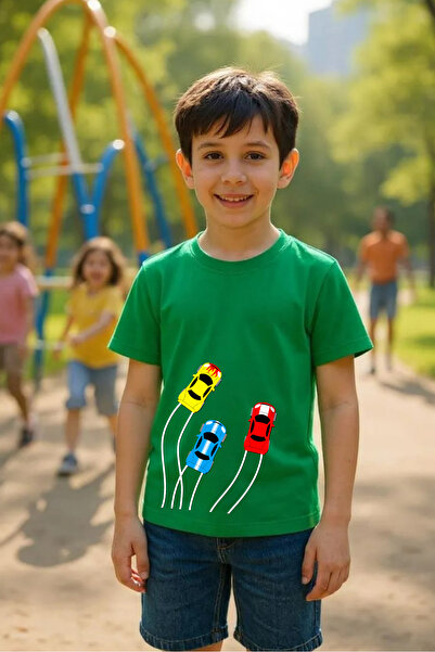 Windy Island Boy's "Cars" Printed 100% Cotton Crew Neck Short Sleeve T-Shirt
