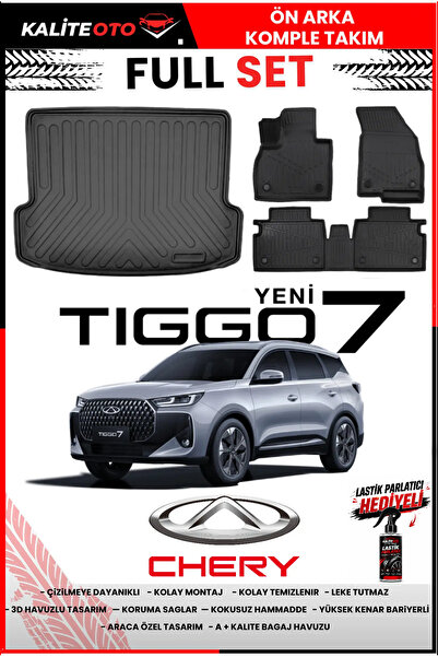 ko kaliteoto Chery Yeni Tiggo 7 2026 Model 3D Bagaj Havuzu Ve Paspas Seti+Las...