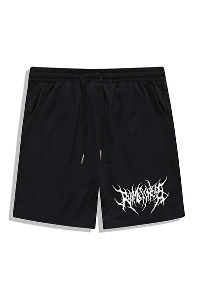 classy moda Oversize Black Shorts - Streetwear Graphic Printed
