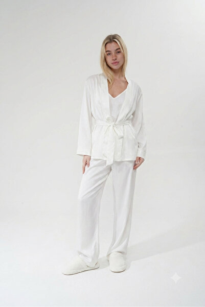 lousa Black 3-Piece Pajama Set with Dressing Gown
