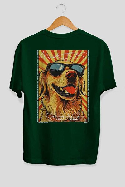 Ankhises Tricou verde oversize cu imprimeu câinele "For Dog Lovers 31", 100% ...
