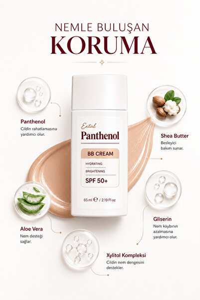 extal Panthenol BB Krem Medium Likit | SPF 50+ Uva/Uvb 50 ml | Nemlendirici Aydınlatıcı | Hafif Yapı Ton Eşitleyici Güneş Koruyucu