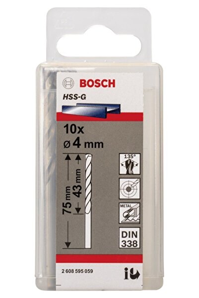 Bosch - HSS-G Metal Matkap Ucu 4*75 mm 10'lu Paket