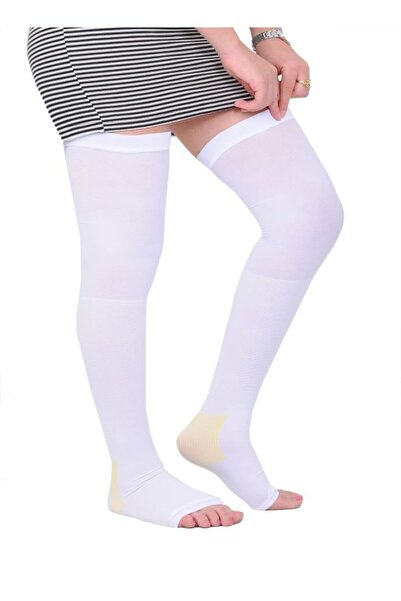 Varisocks White Thigh-High Anti-Embolism Medical Compression Socks – Open Toe...