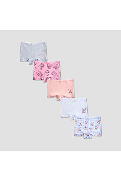 Juniors Pack of 5 Cotton Boxers with Bear Print