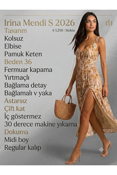 Jessica Dafer İrina Mendi Pamuk Keten Elbise Tasarım