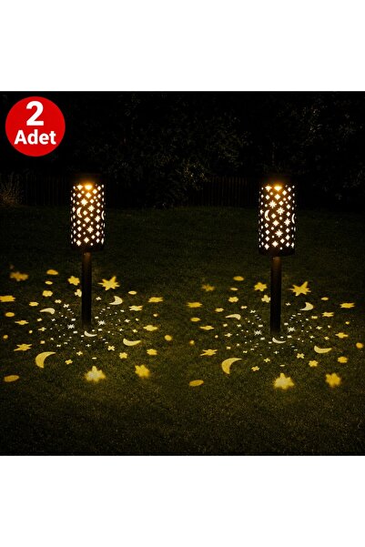 maetheus 2'li Solar 43 cm Güneş Enerjili Bahçe Lambası Solar Dekoratif Kazık ...