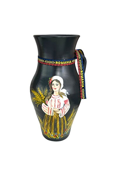 Ceramica Martinescu Ulcior ceramic pictat manual, vaza decorativa, cadou trad...