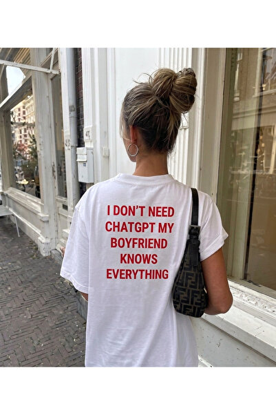 POPULUS Special Humorous "I Don'T Need Chatgpt" Back-Printed White Women's T-...