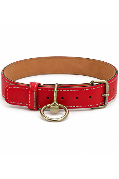 Redis Pet Red Genuine Leather dog collar, large size 68x3.5cm, durable, adjus...