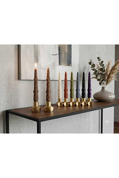 SCA CANDLE Dekoratif mum Şamdanlık Mum Nar Desenli 2 Kili Kırık Beyaz renk