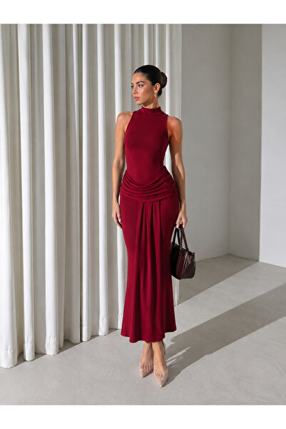 BEYUSİRA Halter yaka drapeli elbise