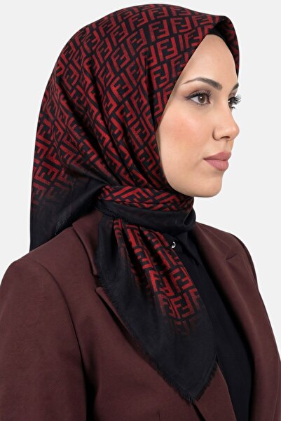 hadiora Women's Black Letter Patterned Flared Scarf