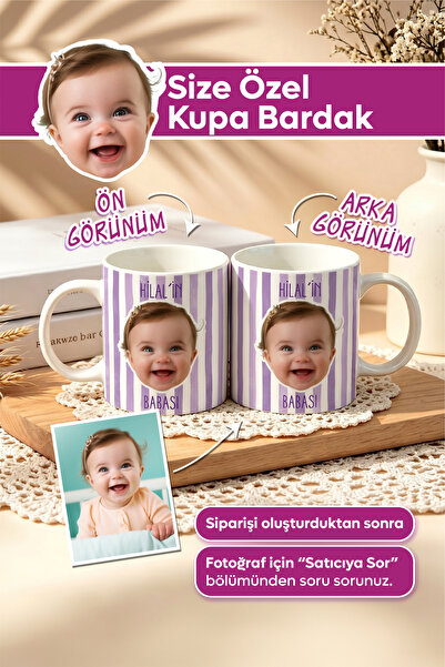 Dekopix Kişiye Özel Tek Büyük Yüz Baskılı Kupa Bardak | Fotoğraflı Kahve Kupa...