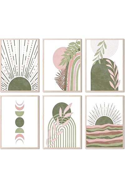 ESSESORIES Sage Green Boho Minimalist Geometric Line Aesthetic Poster Wall Ar...