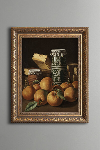 epiqart Still Life with Oranges - Vintage Patterned Frame - Thick Model
