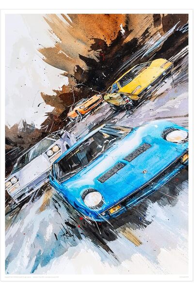 ESSESORIES Minseok Watercolor Car A2 Old Car Pictures Aesthetic Poster Wall A...