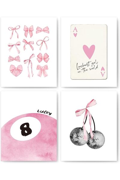 ESSESORIES Okaxscm Pink Coquette Trendy Preppy 4 Pink Aesthetic Poster Wall A...