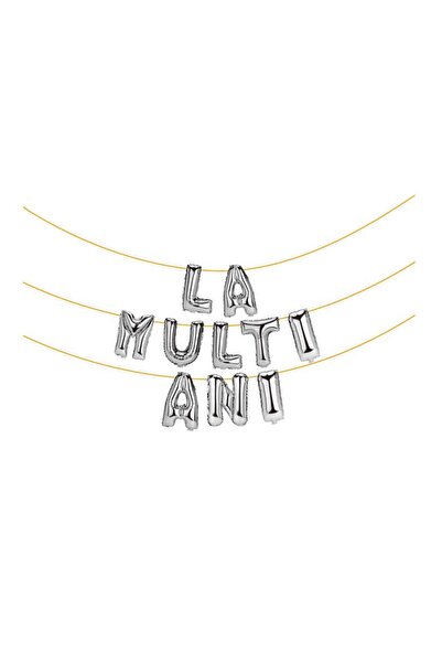 MP Mirific Party Set de baloane din folie metalică, La mulți ani, Argintiu, 6...