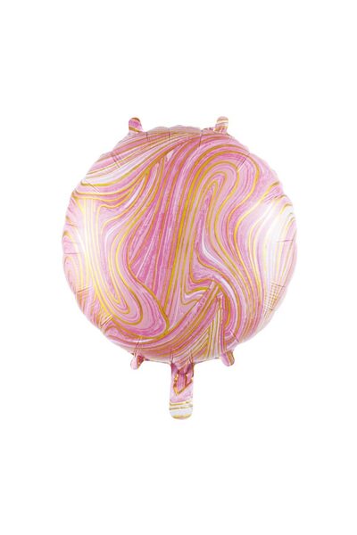 MP Mirific Party Balon din folie metalică marmorată, rotund, roz, 45 cm